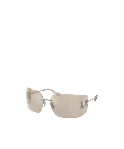 Miu Miu Logo Sunglasses In Nude