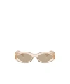 Miu Miu Logo Oval Acetate Sunglasses In Nude