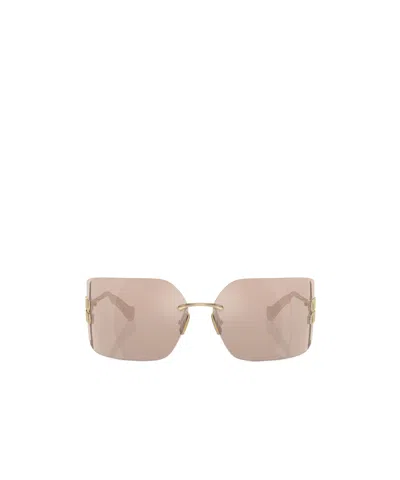 Miu Miu Logo Sunglasses In Oro/rosa
