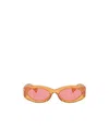 Miu Miu Logo Oval Acetate Sunglasses In Orange