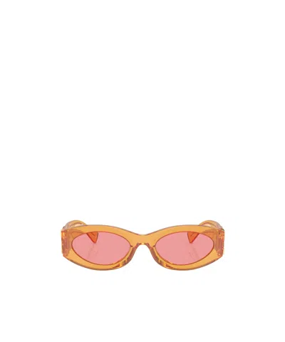 Miu Miu Logo Oval Acetate Sunglasses In Orange