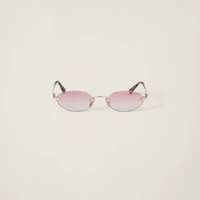 Miu Miu Womens Gold Mu A54s Oval-frame Metal Sunglasses In Neutral