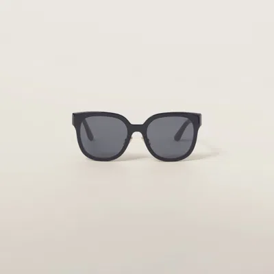 Miu Miu Logo Sunglasses In Slate Gray Lenses