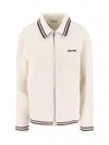 Miu Miu Cotton Cardigan Stripes Detail In White