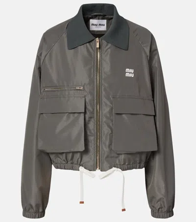 Miu Miu Technical Fabric Tailored Blouson Jacket In Multi