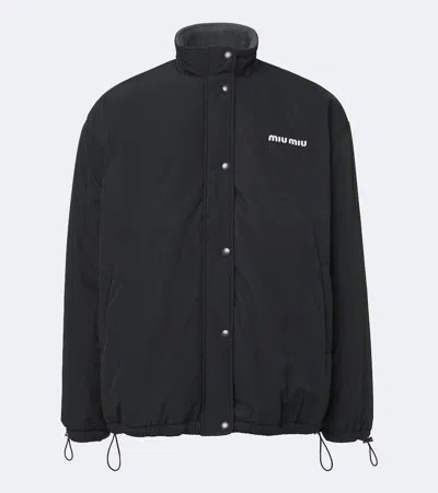 Miu Miu Logo Technical Jacket In Black