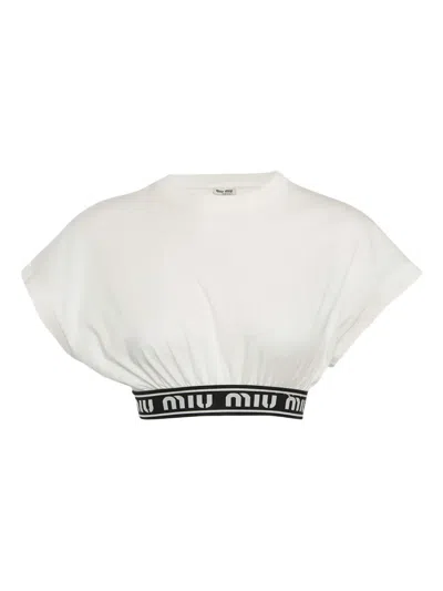 Pre-owned Miu Miu Logo-underband Top In White