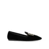Miu Miu Logo Velvet Flats In Black