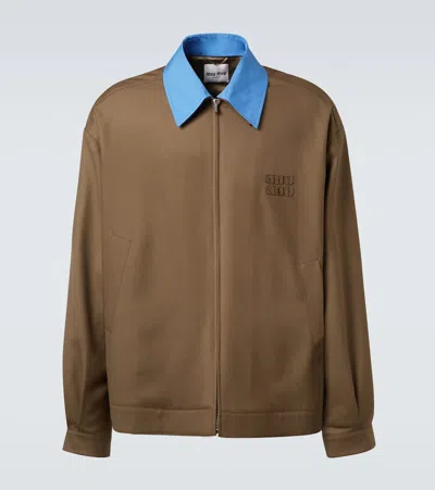 Miu Miu Jacke Aus Schurwoll-gabardine In Braun