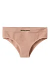 Miu Miu Logo-waistband Seamless Briefs In Pink