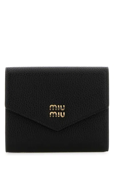 Miu Miu Logo Wallet In Black