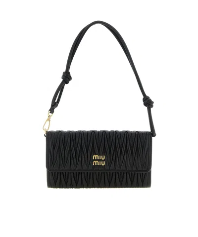 Miu Miu Logo Wallet In Black