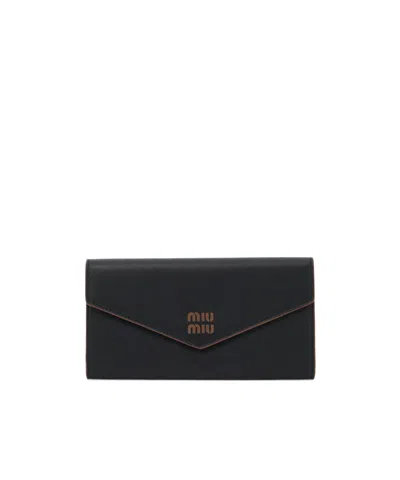 Miu Miu Logo Wallet In Black