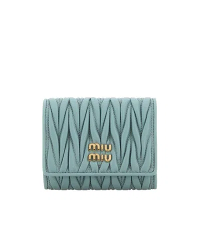 Miu Miu Logo Wallet In Blue