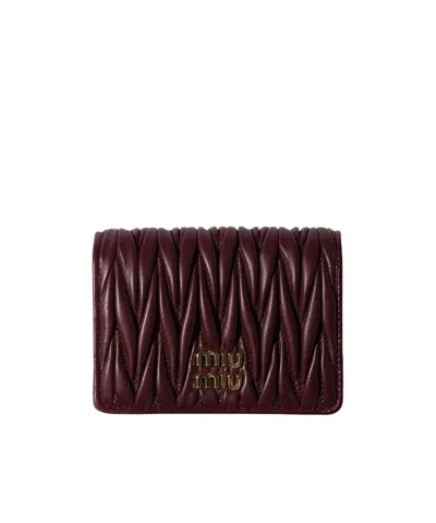 Miu Miu Logo Wallet In Burgundy