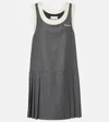 Miu Miu Logo Wool Grisaille Minidress In Grey