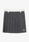 Miu Miu Gray Pleated Mini Skirt With Natural Waist In Gray