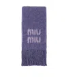 Miu Miu Logo Wool Scarf In Purple