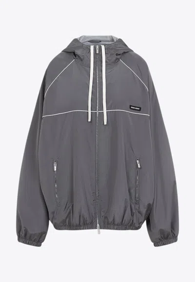 MIU MIU LOGO ZIP-UP JACKET
