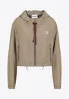 Miu Miu Logo Zip-up Jacket In Beige