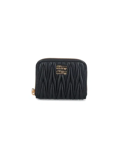 Miu Miu Logo Zip Wallet In Black
