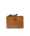 Miu Miu Leather Card Holder In Brown