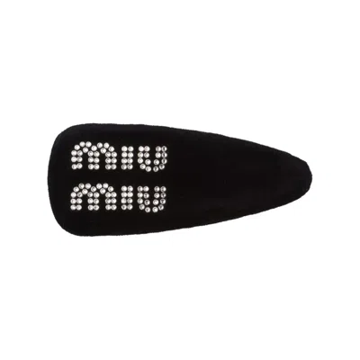 Miu Miu Logo-detail Hair Clip In Black