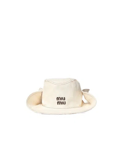Miu Miu Logo-detail Hat In Pattern