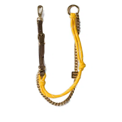 Miu Miu Logo-detail Leather Keyring In Multi