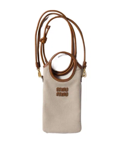 Miu Miu Logo-detail Smartphone Case In Brown