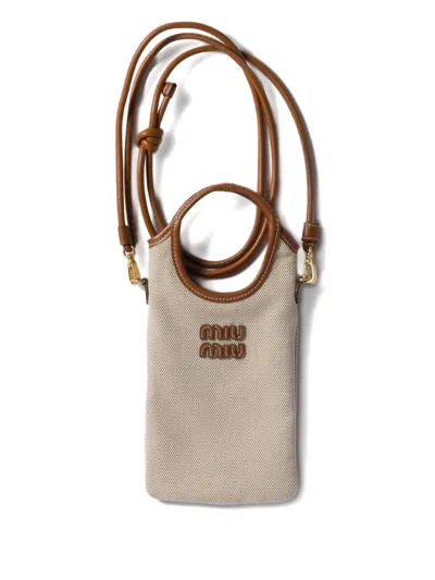 Miu Miu Logo-detail Smartphone Case In Neutral