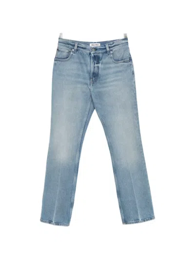 Miu Miu Logo-detail Straight-leg Jeans In Blue