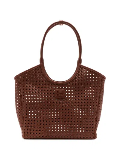 Miu Miu Logo-detail Tote Bag In Purple
