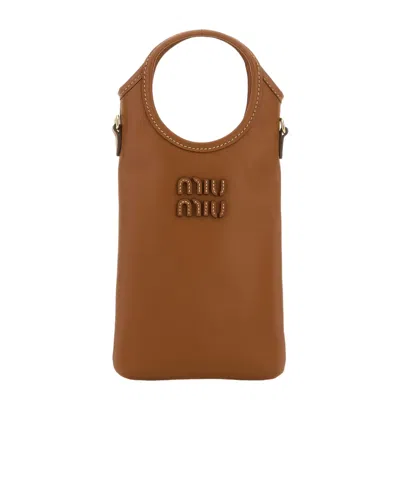 Miu Miu Logo-detailed Smartphone Case In Gray