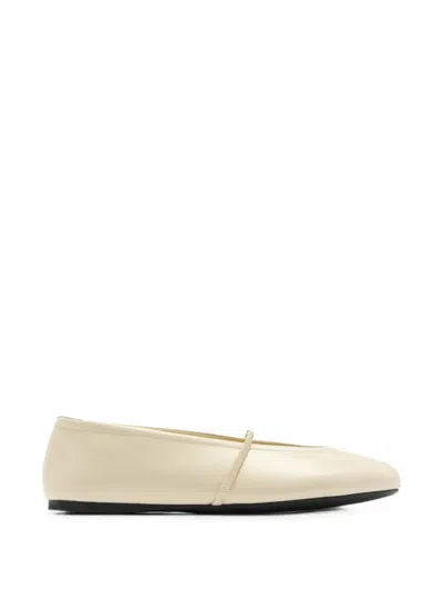 Miu Miu Logo-embossed Ballet Flats In Neutral