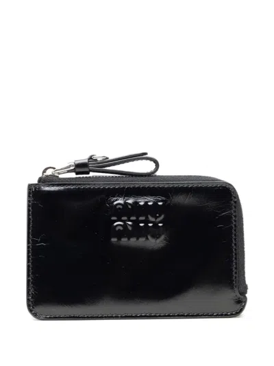Miu Miu Logo-embossed Card Holder In Pink