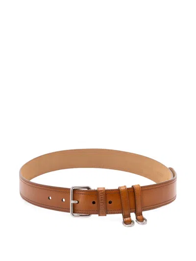 Miu Miu Logo-embossed Leather Belt In Brown