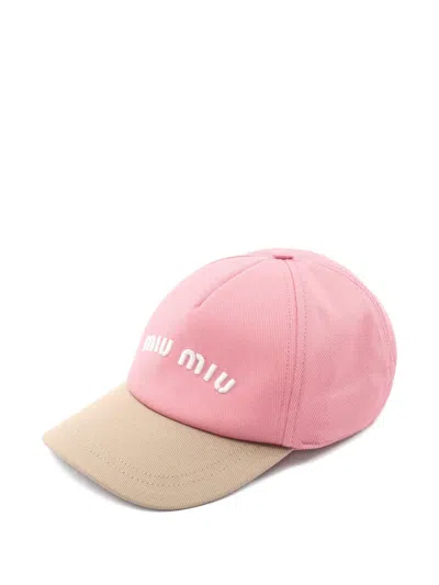 Pre-owned Miu Miu Logo-embroidered Baseball Cap In Pink
