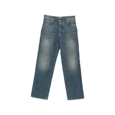 Miu Miu Logo-embroidered Faded-effect Jeans In Blue