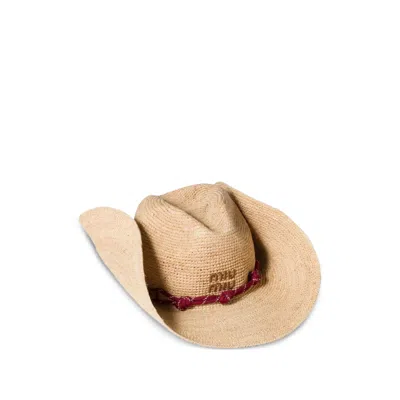 Miu Miu Logo-embroidery Sun Hat In Neutral