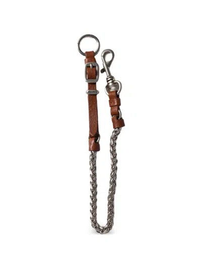Miu Miu Schlüsselanhänger Mit Logo-gravur In Brown