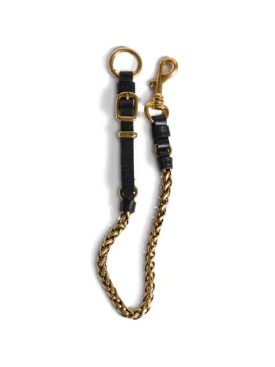 Miu Miu Logo-engraved Keyring In Gold