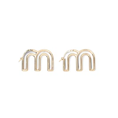 Miu Miu Logo-lettering Earrings In Gold