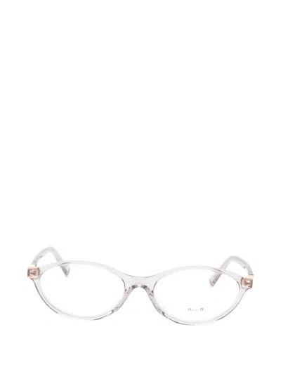 Miu Miu Logo-lettering Oval-frame Glasses In Purple