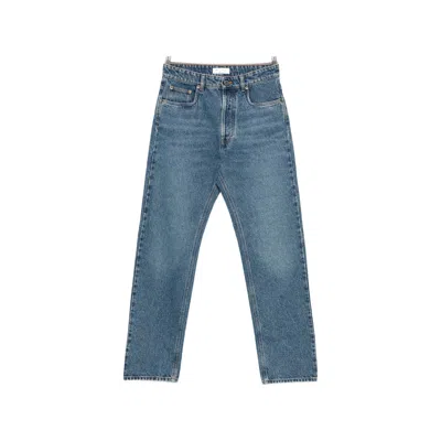 Miu Miu Logo-patch Straight-leg Jeans In Blue