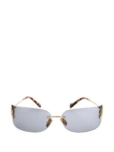 Miu Miu Logo-plaque Geometric-frame Sunglasses In Transparent