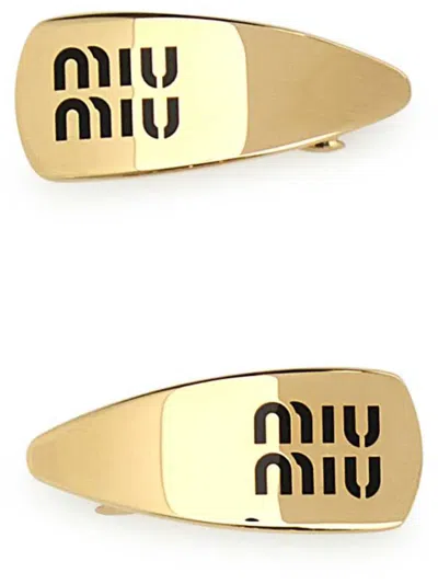 Miu Miu Logo-plaque Hair Clip In Black