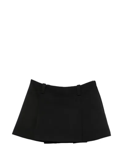 Pre-owned Miu Miu Logo-plaque Pleated Mini Skirt In Black