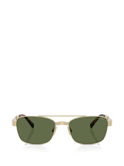 Miu Miu Logo-plaque Rectangle-frame Sunglasses In 골드 톤