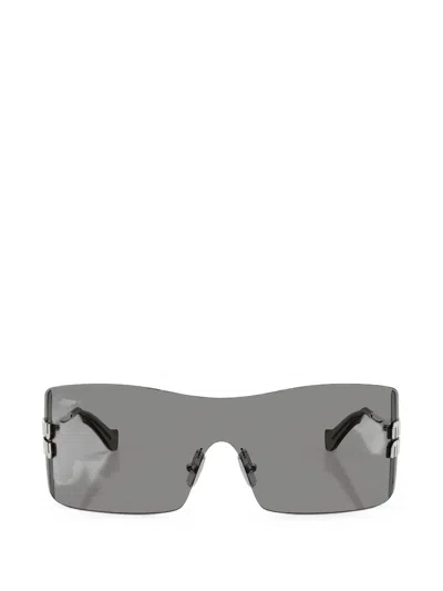 Miu Miu Logo-plaque Rectangle-frame Sunglasses In Grey